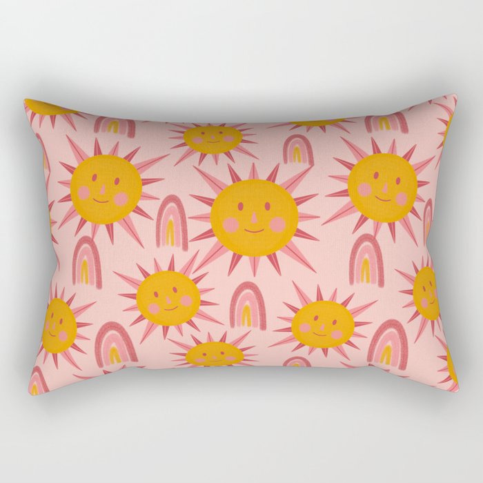Cute Sun and Rainbow Pattern Rectangular Pillow Gallery Image 2