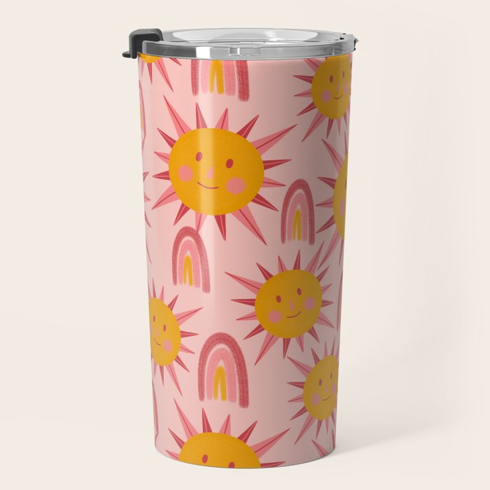 Cute Sun and Rainbow Pattern Travel Mug Gallery Image 3