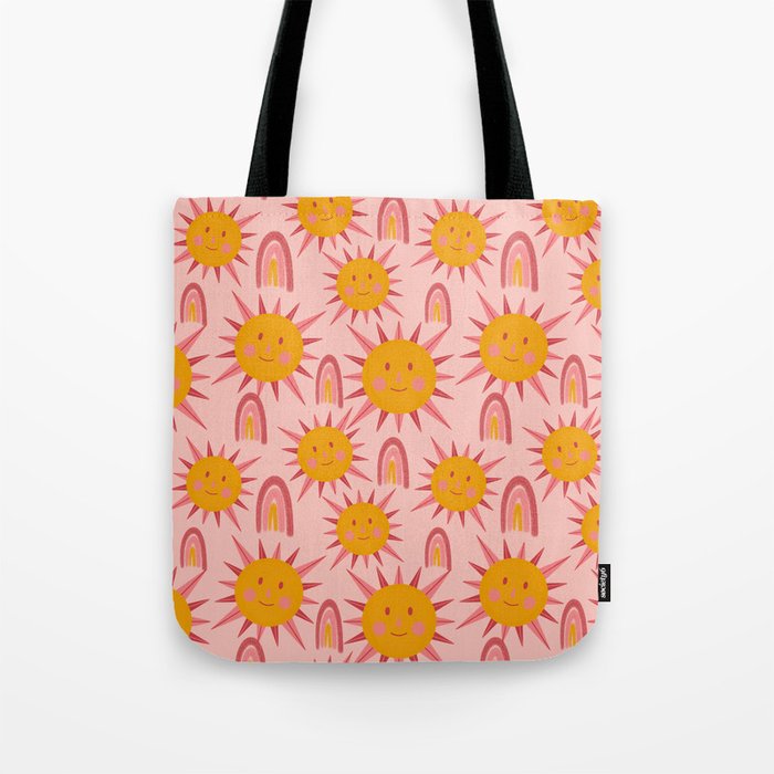 Cute Sun and Rainbow Pattern Tote Bag Gallery Image 1