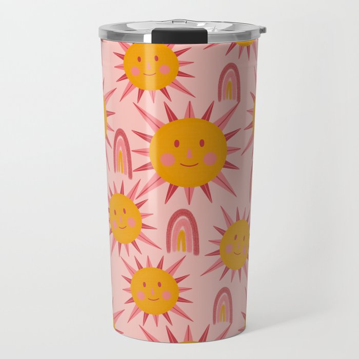 Cute Sun and Rainbow Pattern Travel Mug Gallery Image 1