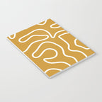 Squiggle Maze Minimalist Abstract Pattern in White and Mustard Gold Notebook Gallery Image 3