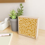Squiggle Maze Minimalist Abstract Pattern in White and Mustard Gold Mini Art Print Gallery Image 2