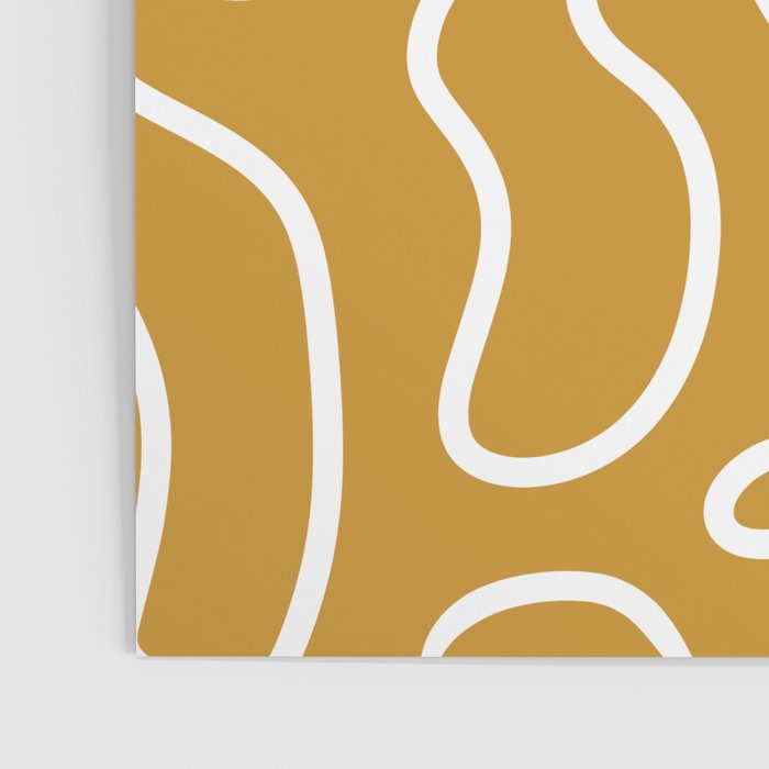 Squiggle Maze Minimalist Abstract Pattern in White and Mustard Gold Poster Gallery Image 3