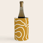 Squiggle Maze Minimalist Abstract Pattern in White and Mustard Gold Wine Chiller Gallery Image 2