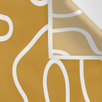 Squiggle Maze Minimalist Abstract Pattern in White and Mustard Gold Wall Tapestry Gallery Image 3