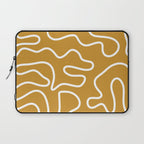 Squiggle Maze Minimalist Abstract Pattern in White and Mustard Gold Laptop Sleeve Gallery Image 1