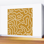 Squiggle Maze Minimalist Abstract Pattern in White and Mustard Gold Wall Mural Gallery Image 2