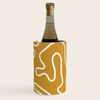 Squiggle Maze Minimalist Abstract Pattern in White and Mustard Gold Wine Chiller Gallery Image 3