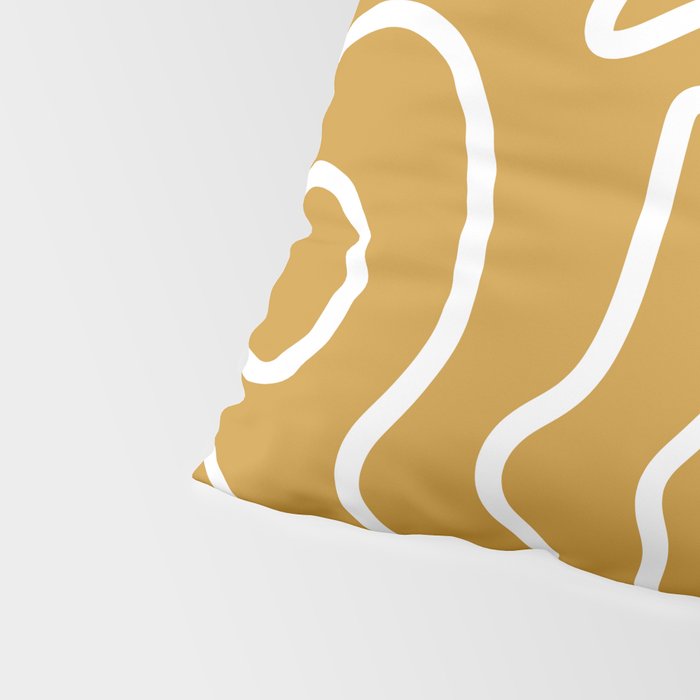 Squiggle Maze Minimalist Abstract Pattern in White and Mustard Gold Pillow Sham Gallery Image 4