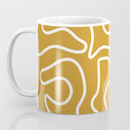 Squiggle Maze Minimalist Abstract Pattern in White and Mustard Gold Coffee Mug Gallery Image 3