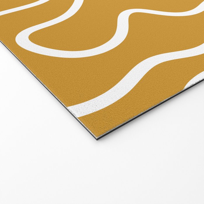 Squiggle Maze Minimalist Abstract Pattern in White and Mustard Gold Welcome Mat Gallery Image 2