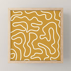 Squiggle Maze Minimalist Abstract Pattern in White and Mustard Gold Mini Art Print Gallery Image 1