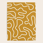 Squiggle Maze Minimalist Abstract Pattern in White and Mustard Gold Poster Gallery Image 4