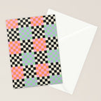 Colorful retro checkered patchwork pattern Stationery Card Gallery Image 2