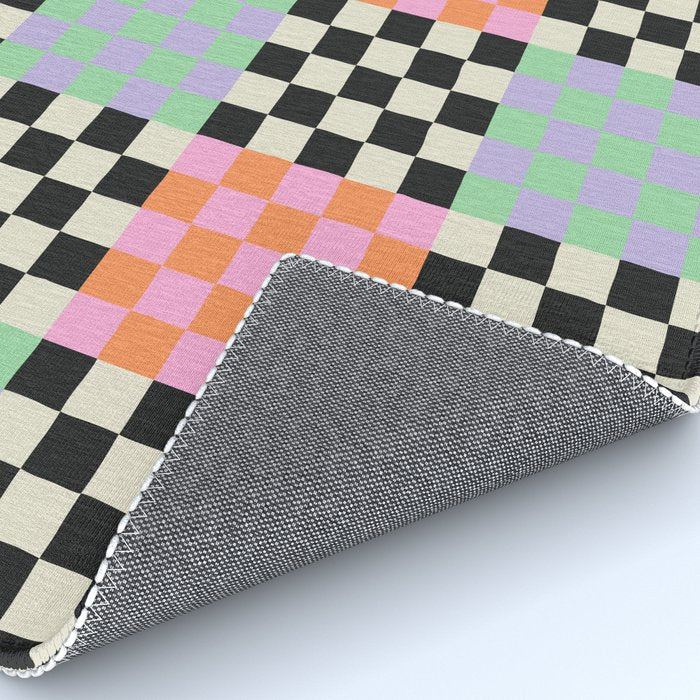 Colorful retro checkered patchwork pattern Rug Gallery Image 4
