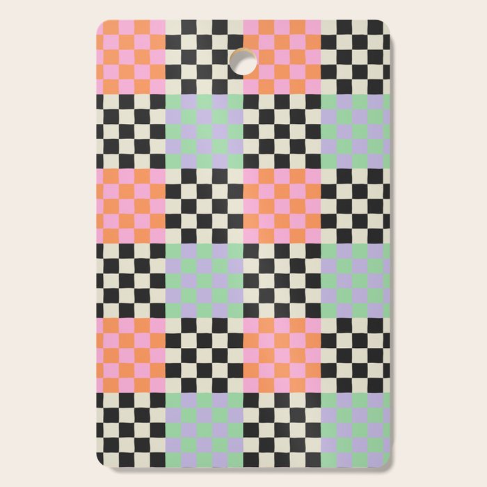 Colorful retro checkered patchwork pattern Cutting Board Gallery Image 1