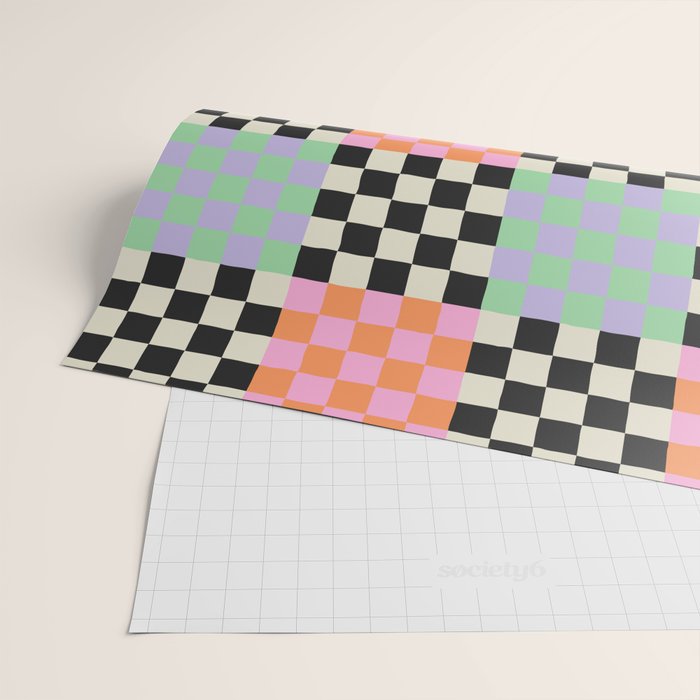 Colorful retro checkered patchwork pattern Wrapping Paper Gallery Image 2