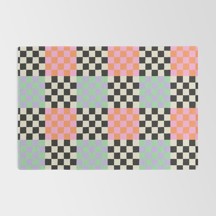 Colorful retro checkered patchwork pattern Rug Gallery Image 2