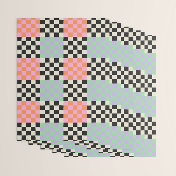 Colorful retro checkered patchwork pattern Wrapping Paper Gallery Image 3