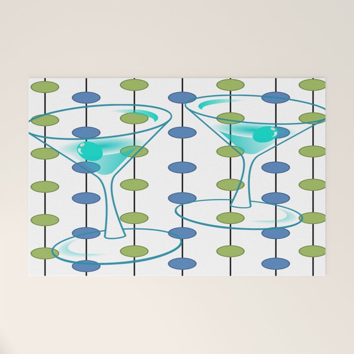 Mid-Century Modern Atomic Art Cocktails 1.0 Welcome Mat Gallery Image 1