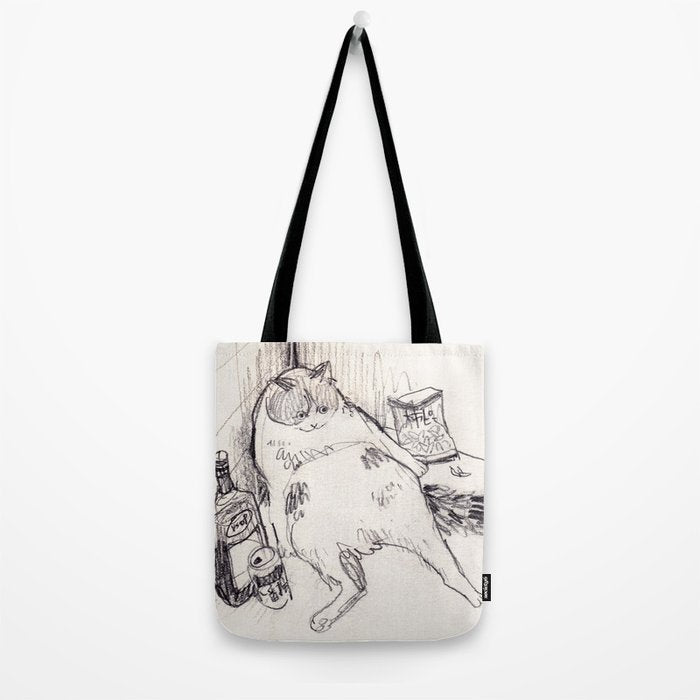 Drunk Cat Tote Bag Gallery Image 2
