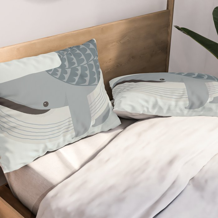 Whimsical Blue Whale Pillow Sham Gallery Image 2