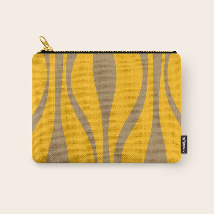 Mid Century Modern Abstract Lounge Pattern in Yellow Orange and Coffee Brown Carry All Pouch Gallery Image 1