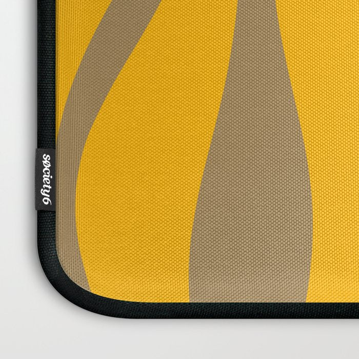 Mid Century Modern Abstract Lounge Pattern in Yellow Orange and Coffee Brown Laptop Sleeve Gallery Image 3