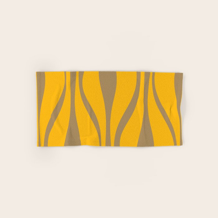 Mid Century Modern Abstract Lounge Pattern in Yellow Orange and Coffee Brown Bath Towel Gallery Image 1