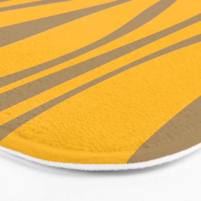 Mid Century Modern Abstract Lounge Pattern in Yellow Orange and Coffee Brown Bath Mat Gallery Image 3