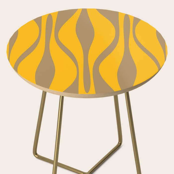 Mid Century Modern Abstract Lounge Pattern in Yellow Orange and Coffee Brown Side Table Gallery Image 2