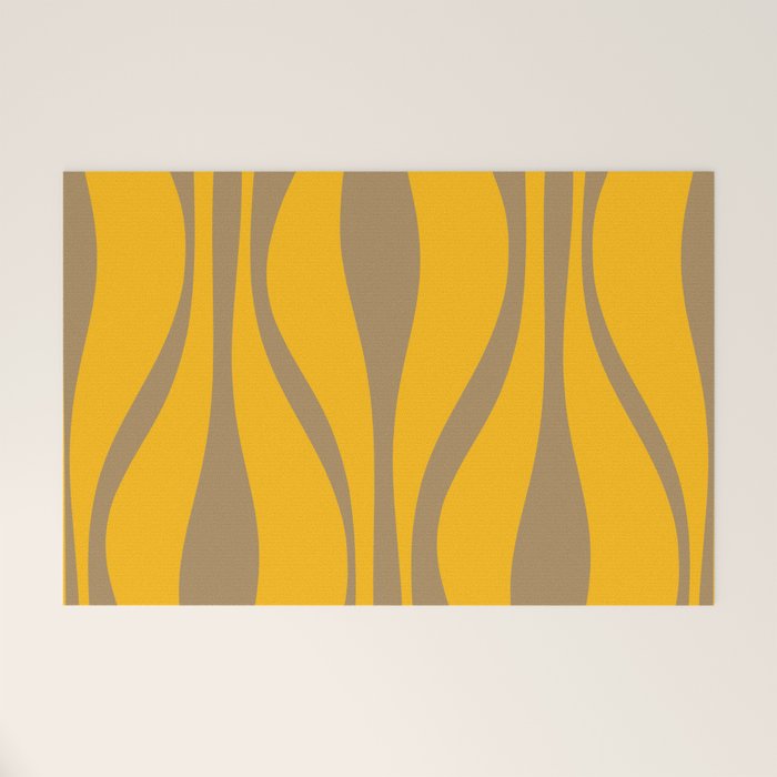 Mid Century Modern Abstract Lounge Pattern in Yellow Orange and Coffee Brown Welcome Mat Gallery Image 1