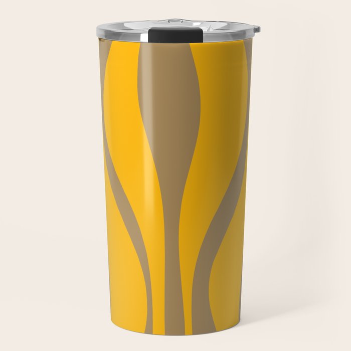 Mid Century Modern Abstract Lounge Pattern in Yellow Orange and Coffee Brown Travel Mug Gallery Image 1
