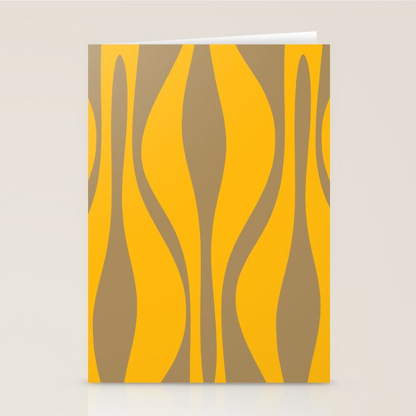 Mid Century Modern Abstract Lounge Pattern in Yellow Orange and Coffee Brown Stationery Card Gallery Image 1
