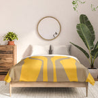 Mid Century Modern Abstract Lounge Pattern in Yellow Orange and Coffee Brown Comforter Gallery Image 3