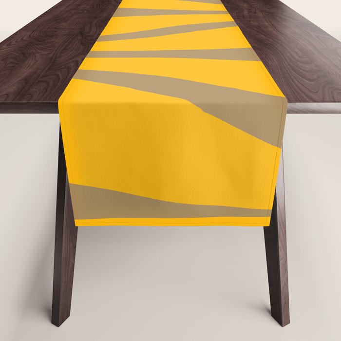 Mid Century Modern Abstract Lounge Pattern in Yellow Orange and Coffee Brown Table Runner Gallery Image 1