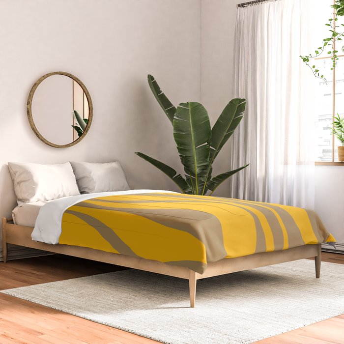 Mid Century Modern Abstract Lounge Pattern in Yellow Orange and Coffee Brown Comforter Gallery Image 2