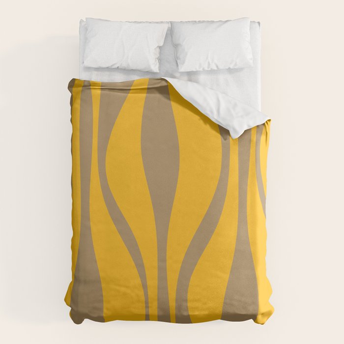 Mid Century Modern Abstract Lounge Pattern in Yellow Orange and Coffee Brown Duvet Cover Gallery Image 6