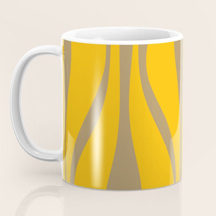 Mid Century Modern Abstract Lounge Pattern in Yellow Orange and Coffee Brown Coffee Mug Gallery Image 3