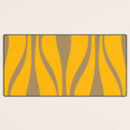 Mid Century Modern Abstract Lounge Pattern in Yellow Orange and Coffee Brown Desk Mat Gallery Image 3