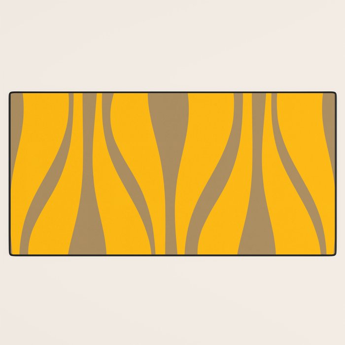 Mid Century Modern Abstract Lounge Pattern in Yellow Orange and Coffee Brown Desk Mat Gallery Image 3