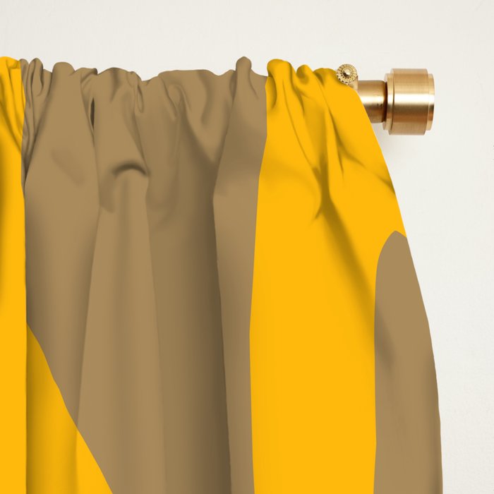 Mid Century Modern Abstract Lounge Pattern in Yellow Orange and Coffee Brown Window Curtain Gallery Image 2