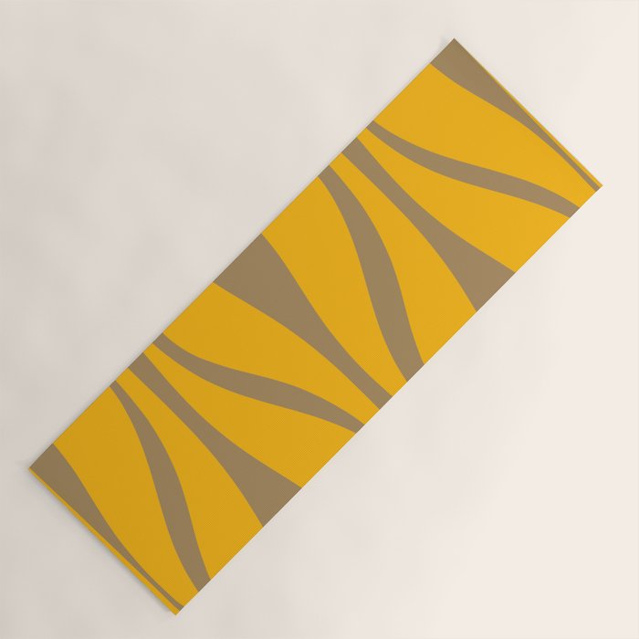 Mid Century Modern Abstract Lounge Pattern in Yellow Orange and Coffee Brown Yoga Mat Gallery Image 1