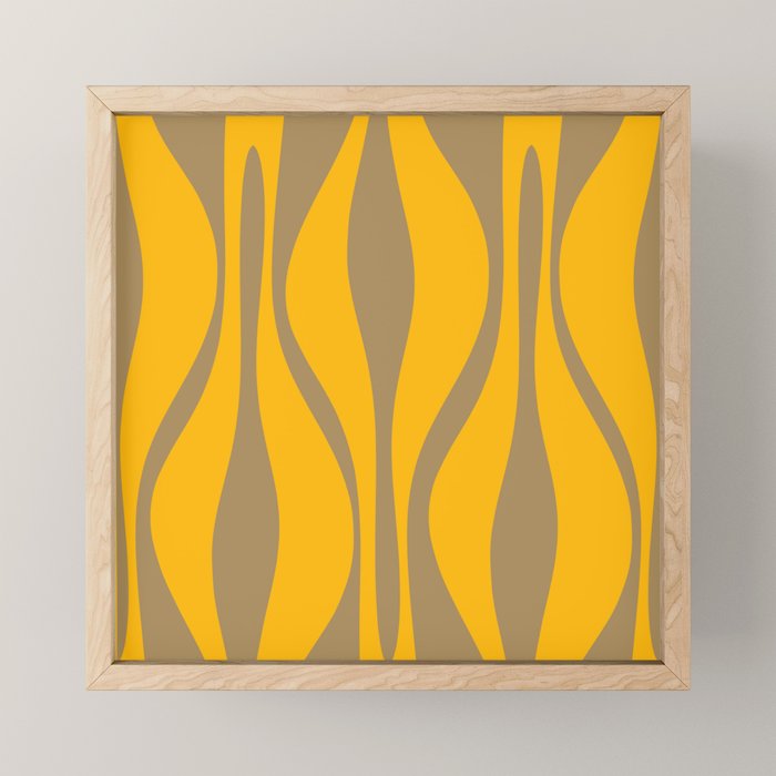 Mid Century Modern Abstract Lounge Pattern in Yellow Orange and Coffee Brown Mini Art Print Gallery Image 1