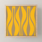 Mid Century Modern Abstract Lounge Pattern in Yellow Orange and Coffee Brown Mini Art Print Gallery Image 1