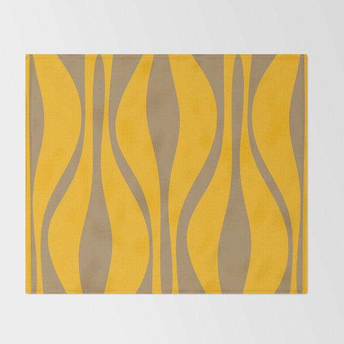 Mid Century Modern Abstract Lounge Pattern in Yellow Orange and Coffee Brown Throw Blanket Gallery Image 2
