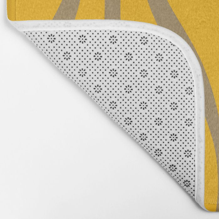 Mid Century Modern Abstract Lounge Pattern in Yellow Orange and Coffee Brown Bath Mat Gallery Image 2
