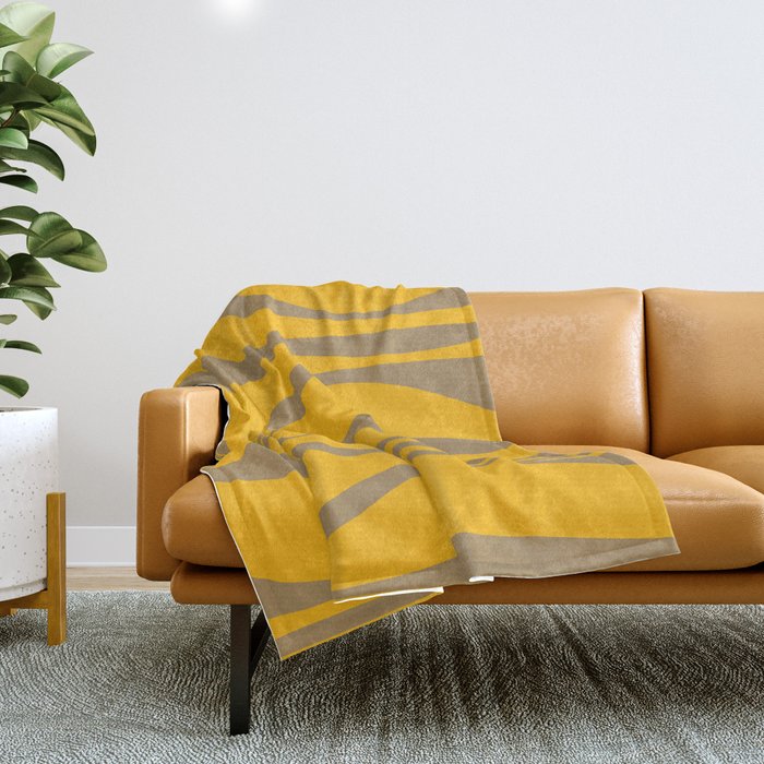 Mid Century Modern Abstract Lounge Pattern in Yellow Orange and Coffee Brown Throw Blanket Gallery Image 1