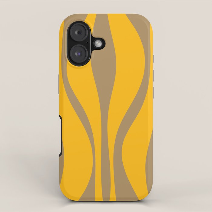 Mid Century Modern Abstract Lounge Pattern in Yellow Orange and Coffee Brown iPhone Case Gallery Image 1