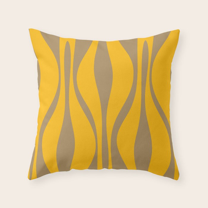 Mid Century Modern Abstract Lounge Pattern in Yellow Orange and Coffee Brown Throw Pillow Gallery Image 6